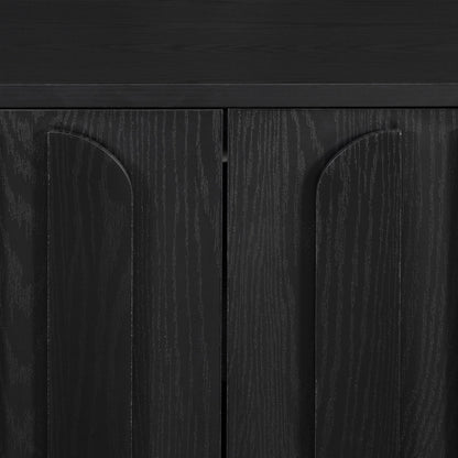 Farmhouse TV Stand, Storage Media Console With Adjustable Shelves & 3 Cable Holes