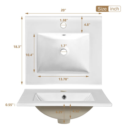 Bathroom Vanity With Sink, Soft Close Door, Adjustable U-Shaped Shelf