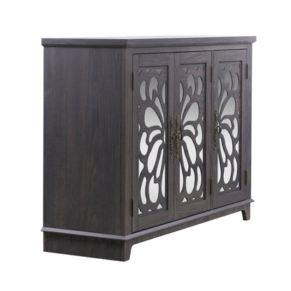 3 Door Mirrored Sideboard Cabinet With Adjustable Shelves