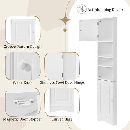Multi Functional Corner Cabinet With Adjustable Shelves And 2 Doors