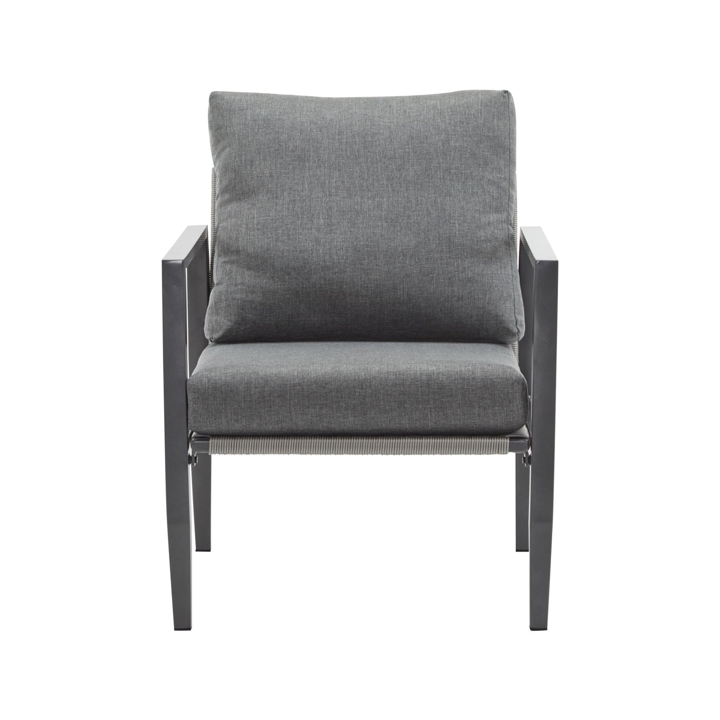 Modern Lounge Chair With Rope Accents And Cushions