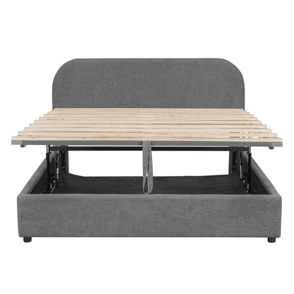 Upholstered Platform Bed With Hydraulic Storage System