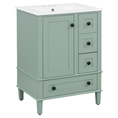 Bathroom Vanity With Integrated Basin, Soft Close Drawers, Door Mounted Double Layer Shelf
