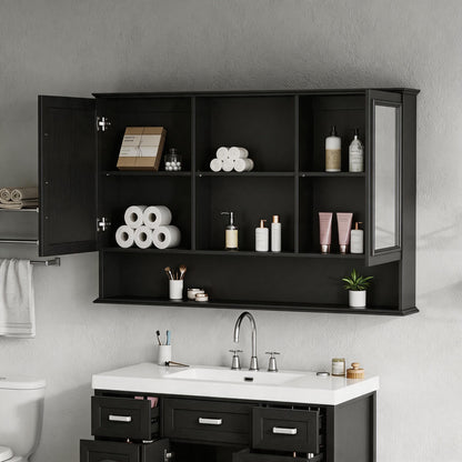 Wall Mounted Bathroom Medicine Cabinet With Double Mirrored Doors