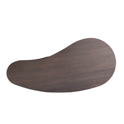 Rotatable Coffee Table With Solid Legs, 360 Degree Swivel, Waterproof - Walnut
