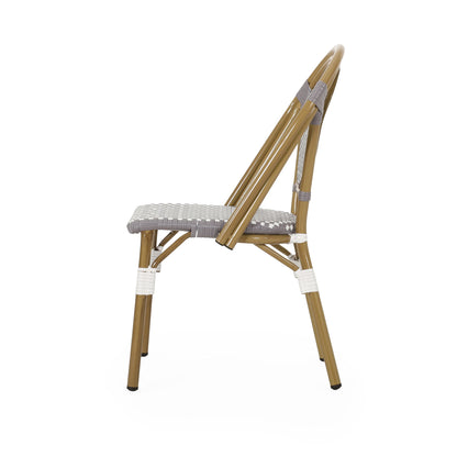 Outdoor Rattan And Aluminum French Bistro Chair Set