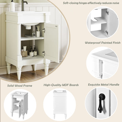 Bathroom Vanity With Sink, Storage Cabinet With Door, Drop In Sink, Compact Freestanding Design
