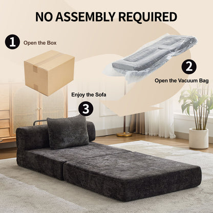 Convertible Floor Sofa Bed With Fixed Shape Frame For Living Room