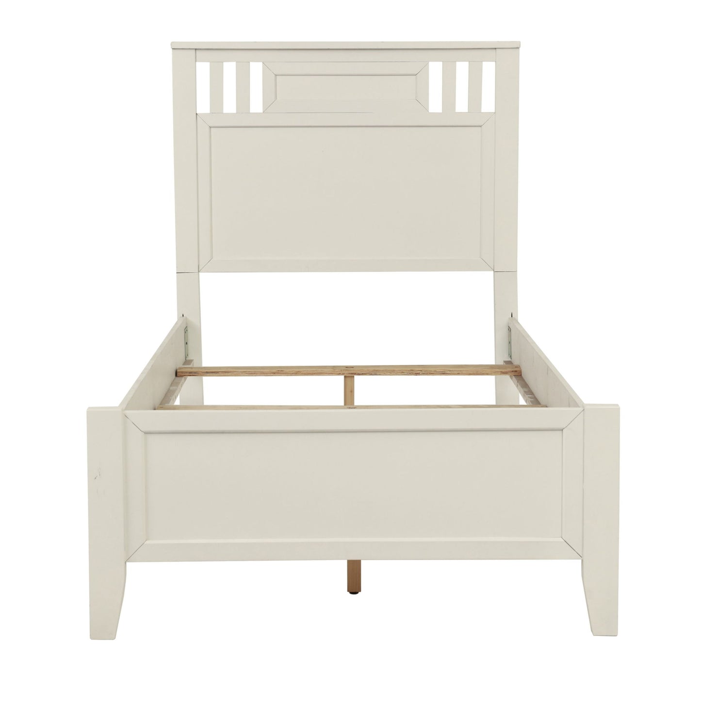 Simple Frame With Headboard And Vertical Carved Design