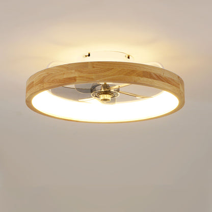 Ceiling Fans With Lights And Remote, 3000 - 6500K Dimmable Flush Mount LED Fan Light, 6 Speeds, Quiet DC Motor For Living Room - Matte White / Natural Wood