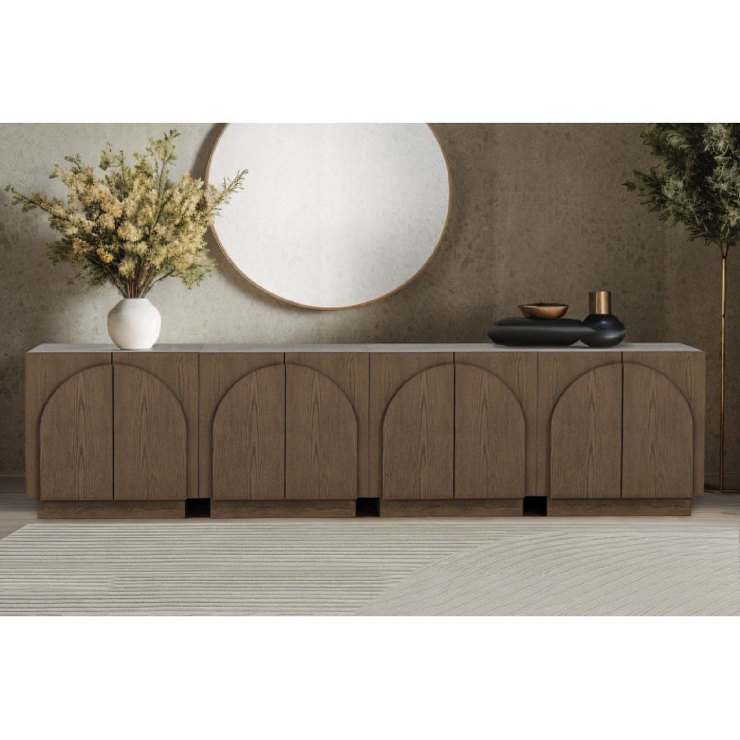 Modern Sideboard Buffet With Arched Cabinet Doors