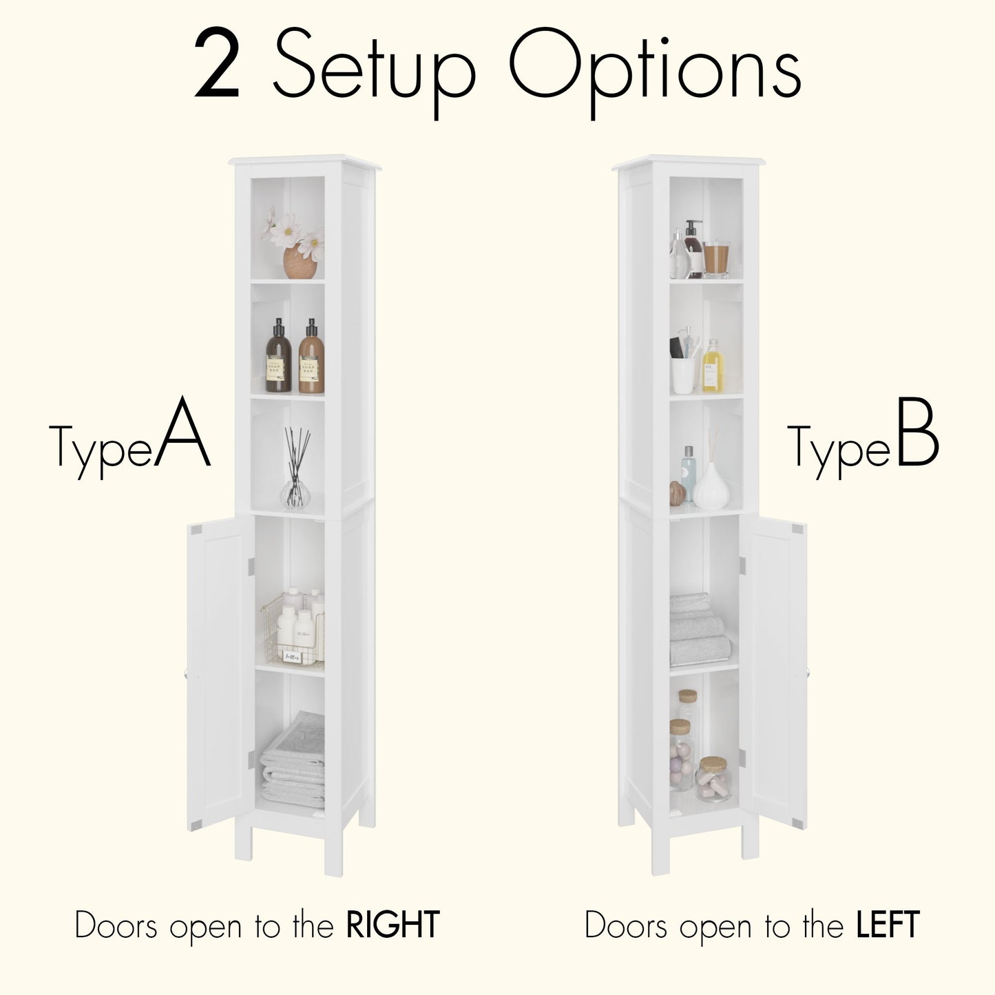 Slim Tall Bathroom Storage Cabinet With Adjustable Shelves, Anti Tip Freestanding Cabinet - White