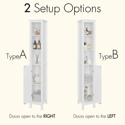 Slim Tall Bathroom Storage Cabinet With Adjustable Shelves, Anti Tip Freestanding Cabinet - White