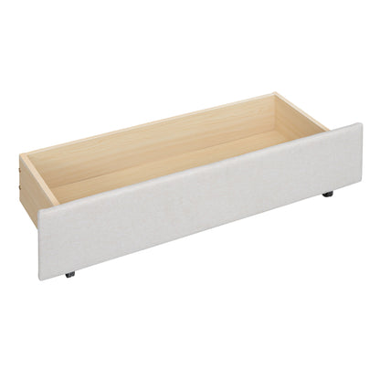 Upholstered Platform Bed With Brick Pattern Headboard And Twin Long Size Trundle