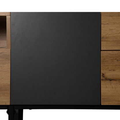 TV Stand For 80'' TV With Double Storage Space, Media Console Table With Drop Down Door