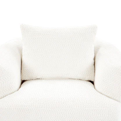 360° Swivel Barrel Sofa Chair With Throw Pillow, Upholstered Accent Chair
