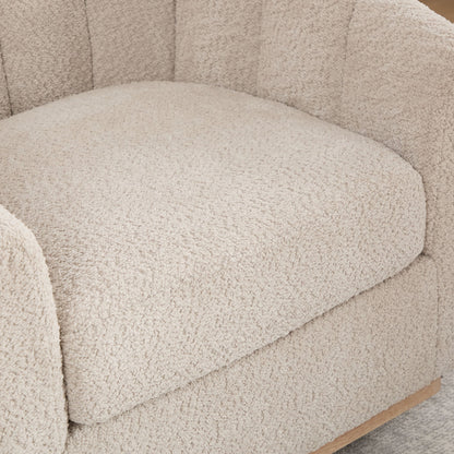 Swivel Upholstered Barrel Chair With Metal Base