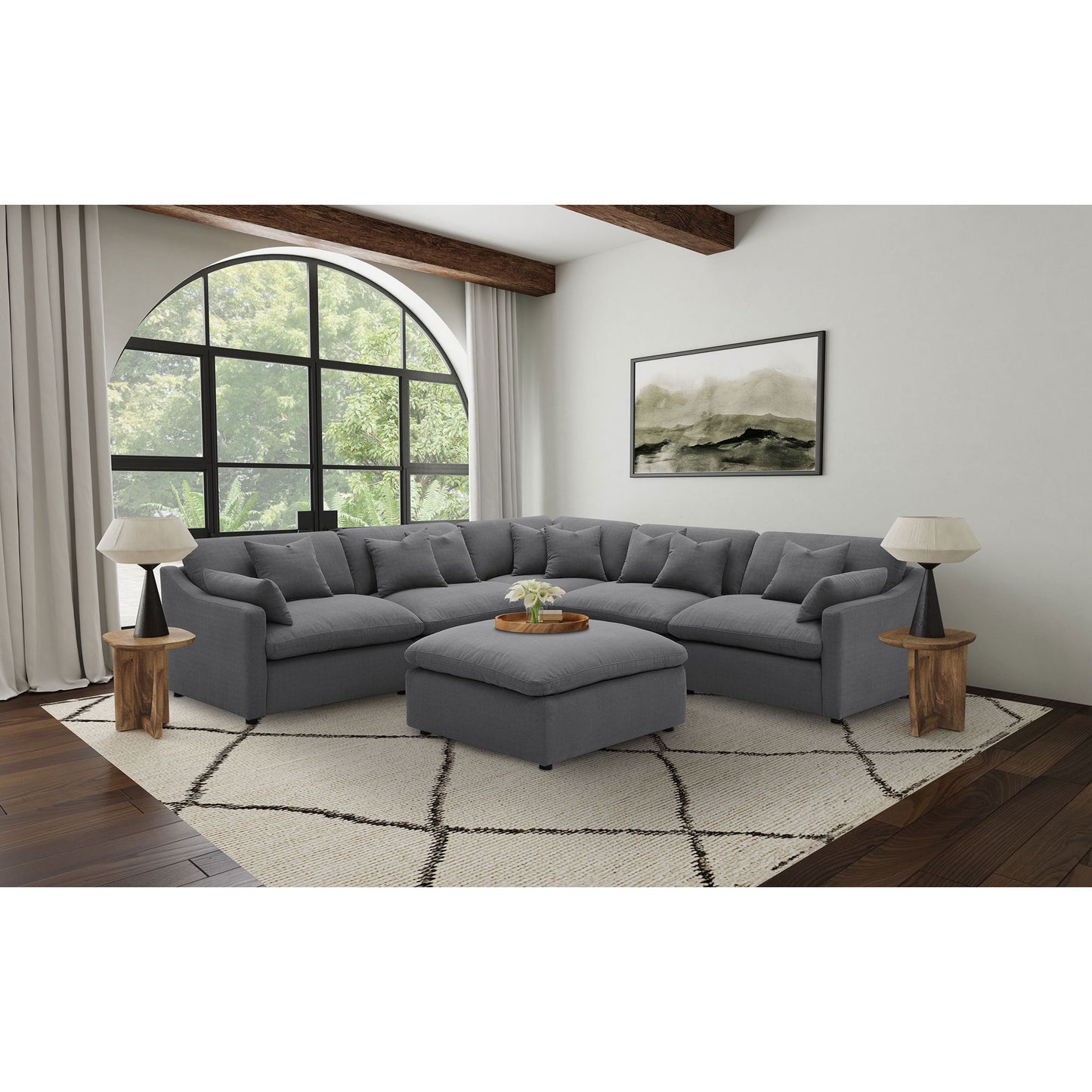 Greeley - Upholstered Square Ottoman With Cushion - Charcoal