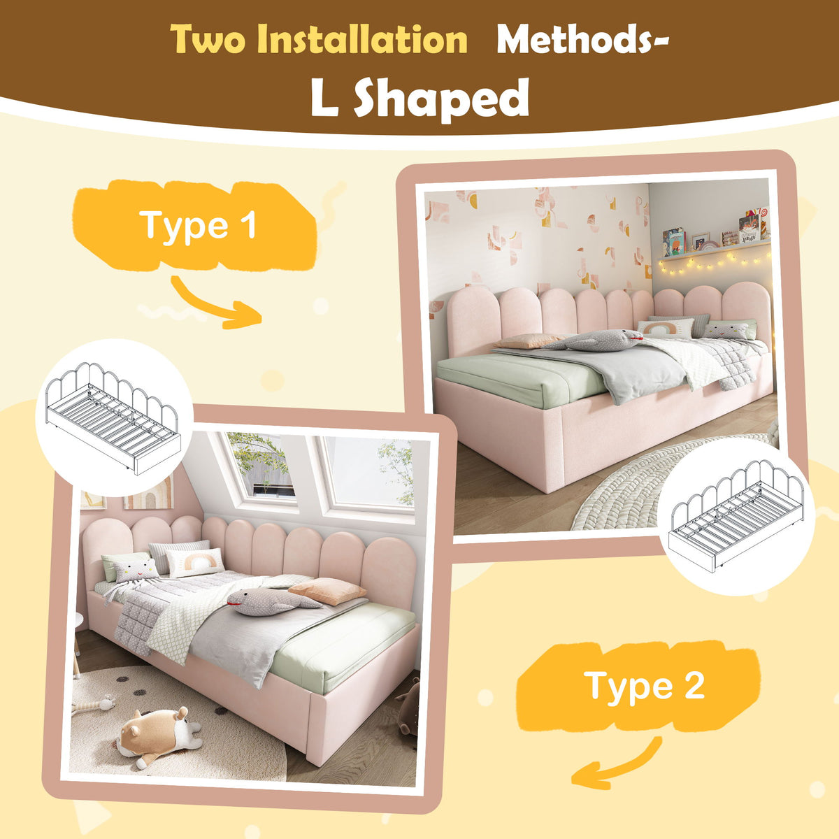 Upholstered Daybed With Metal Slatted Base