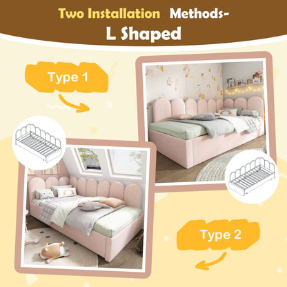 Upholstered Daybed With Metal Slatted Base