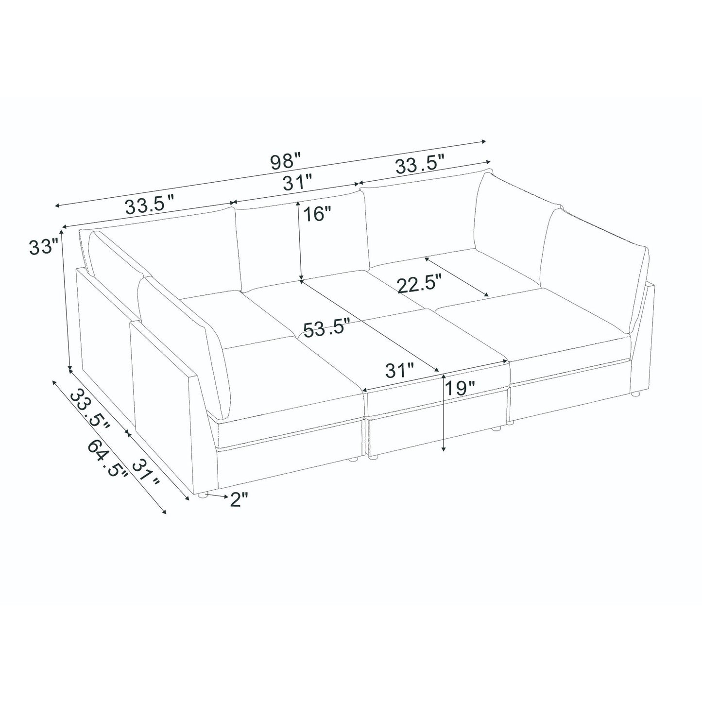 Modern Reversible Modular Sectional