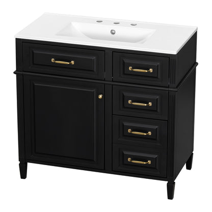 Modern Bathroom Vanity With Sink Top, Flip Drawer Design