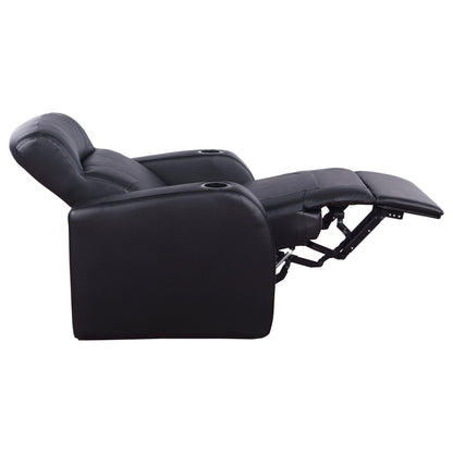 9 Piece Home Theater Seating Set With Recliners And Wedge Consoles - Black