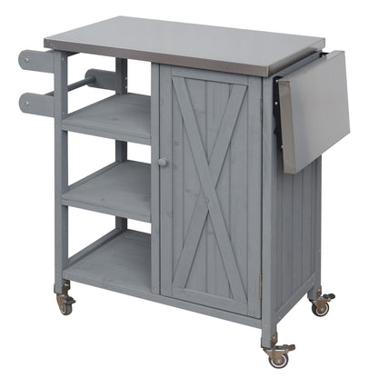 Foldable Outdoor Kitchen Island With Storage Cabinet