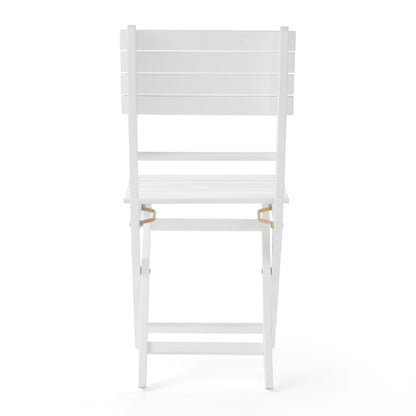 Outdoor Foldable Wood Dining Chair With Slat Design (Set of 2)