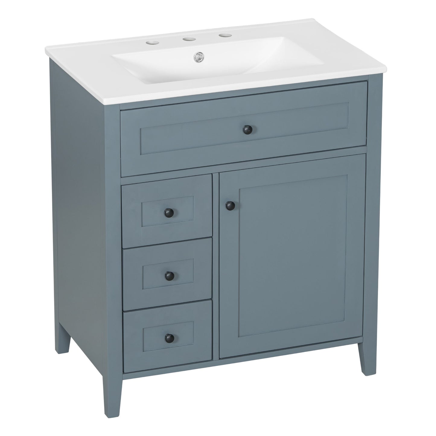 Modern Bathroom Vanity With Sink, 3 Drawers And Adjustable Shelf