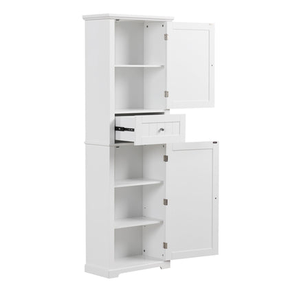 Tall Freestanding Bathroom Storage Cabinet With Drawer And Adjustable Shelf
