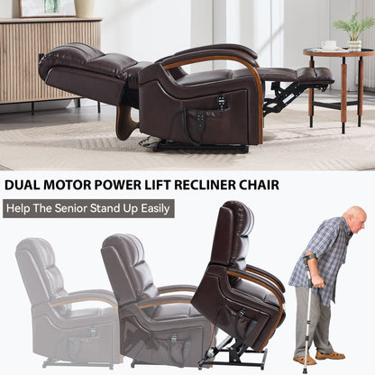 Power Lift Recliner Chair Dual Motor Infinite Position With Heat Massage And Heavy Duty Motion Mechanism - Brown