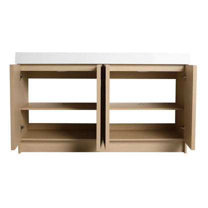 Freestanding Bathroom Vanity With Resin Sink & Soft Close Cabinet Doors