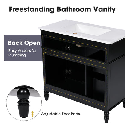 Bathroom Vanity With Sink, Freestanding Cabinet & Drawers
