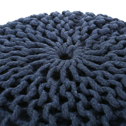Bordeaux - Knitted Round Pouf Ottoman, Floor Cushion
