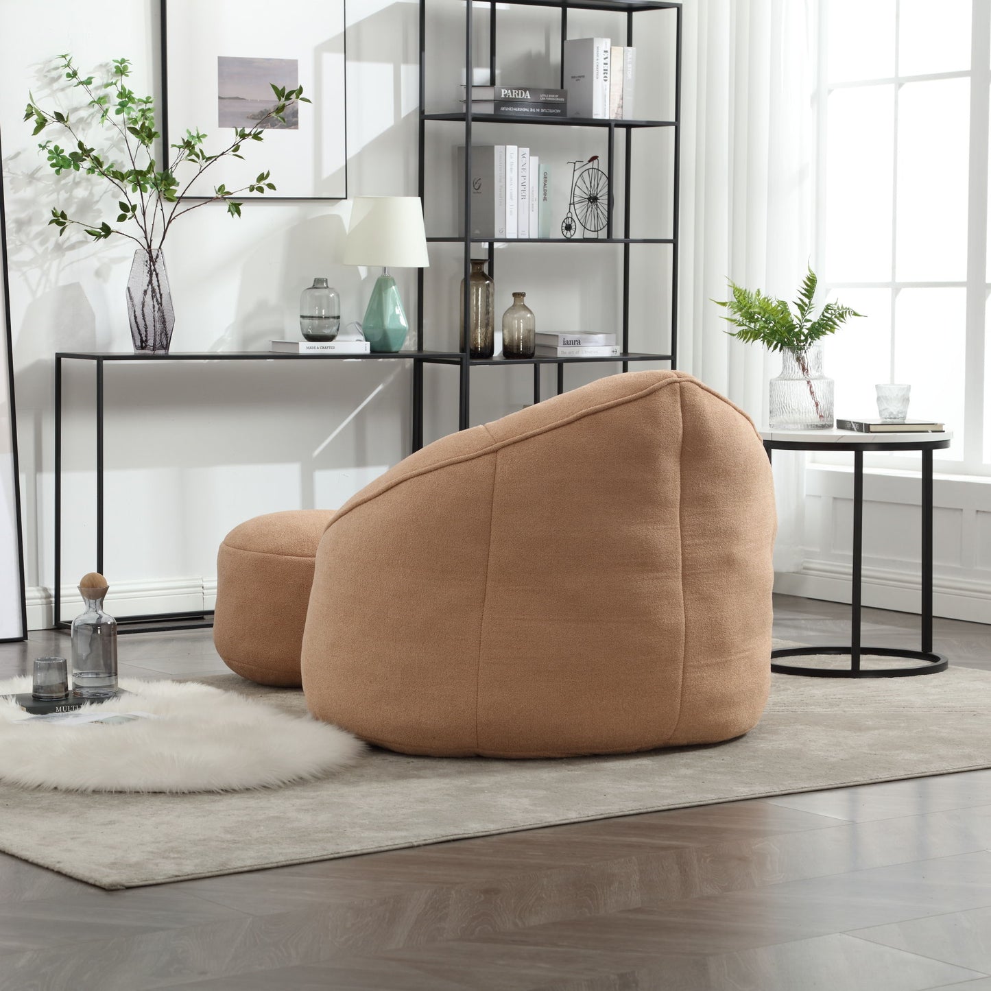 Bedding Bean Bag Sofa Chair High Pressure Foam With Footrest