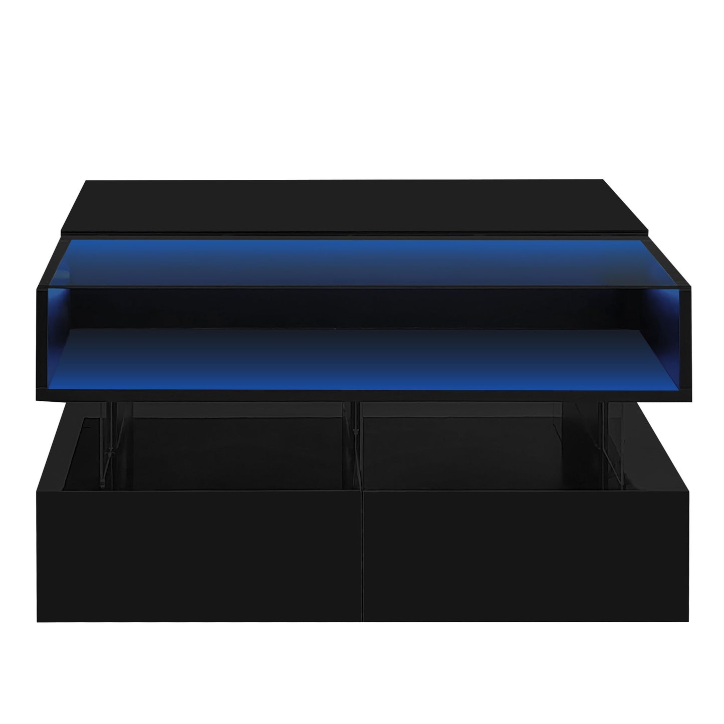 Lift Top Coffee Table With 2 Drawers, Hidden Space And LED Lights For Living Room
