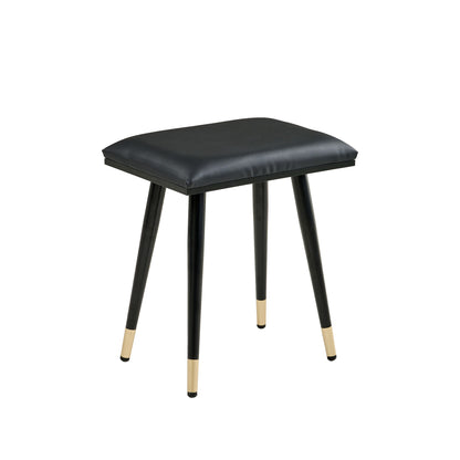 Modern Makeup Vanity Desk With Mirror And Lights Retractable Design Engineered Wood - Black