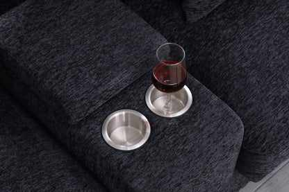 Celine - Fabric Corner Sectional Sofa With Right-Facing Chaise, Cupholders, And Charging Ports