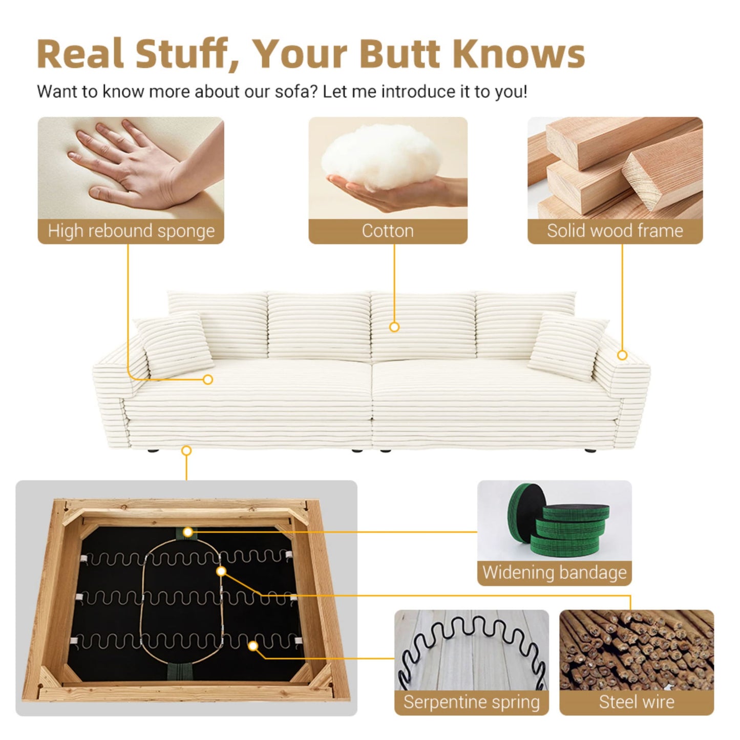 4 Seat Sofa, Modern Comfy Upholstered Sofa Cloud Couch, Deep Seat Couches With Soft Pillows