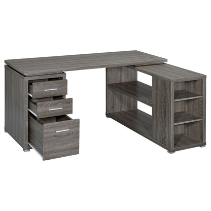 Tona - L-Shape Computer Desk With 3 Drawers And 5 Shelves