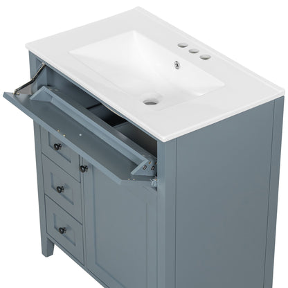 Bathroom Vanity With Sink, 3 Drawers And Adjustable Shelf, Freestanding Storage Unit