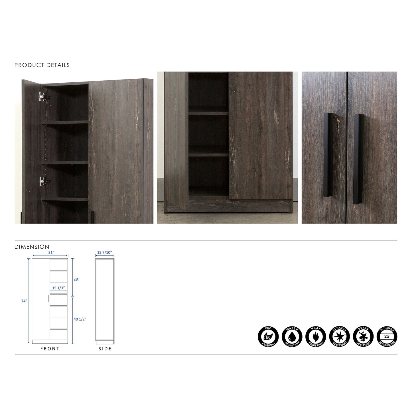 Mia - Farmhouse Shoe Cabinet With 6 Shelves