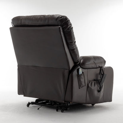 Lift Chair With Heat & Massage, 2 Pockets, 2 Cup Holders, Dual Remote - Wine Red
