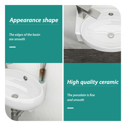 Modern Aesthetic Rectangle Wall Mount Bathroom Sink With Single Faucet Hole