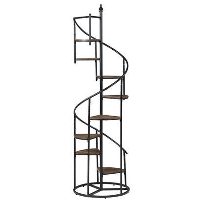 8 Shelf Staircase Bookcase Industrial Storage And Scratch Resistant Shelves - Brown
