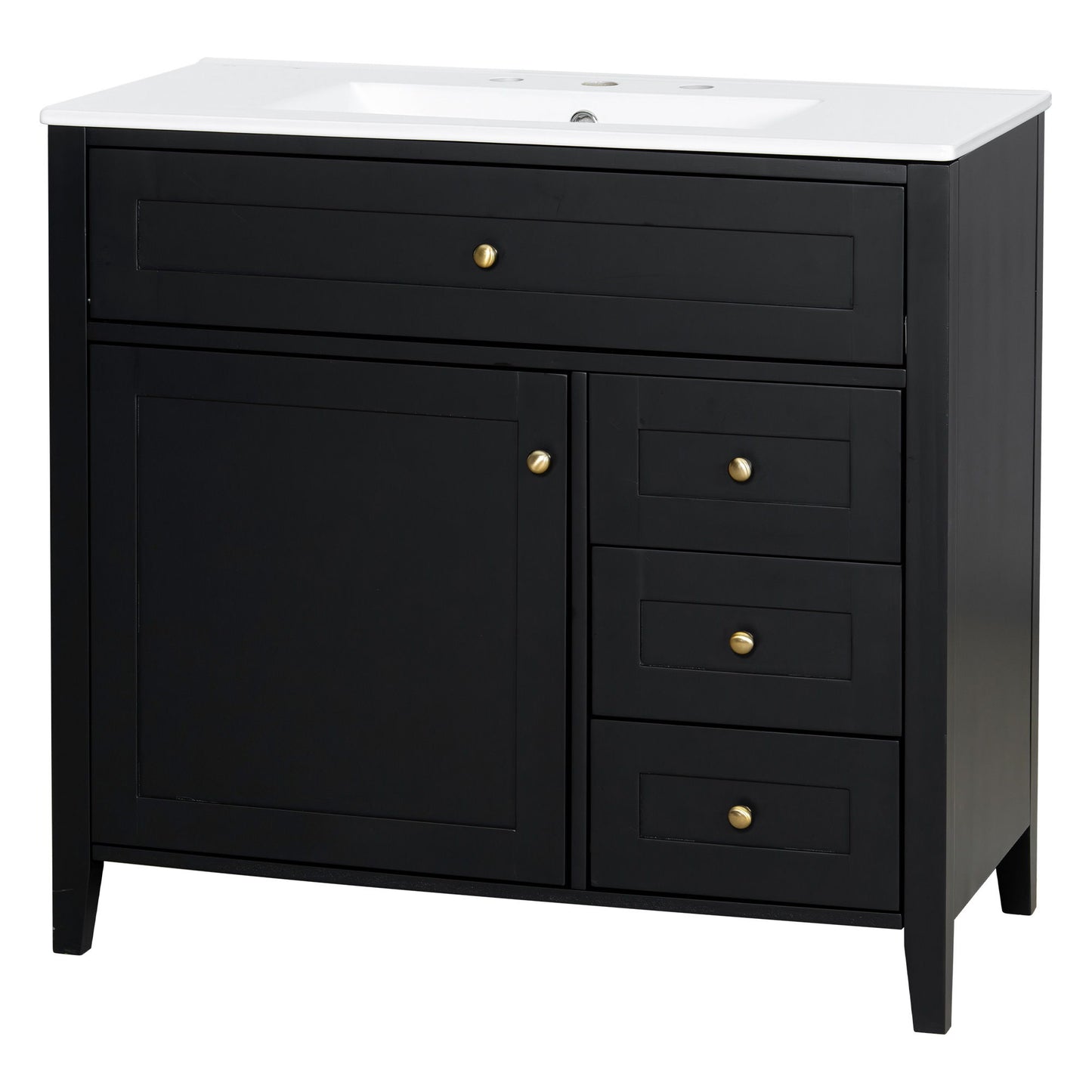 Bathroom Vanity With Sink, Cabinet With 3 Drawers And Adjustable Shelf