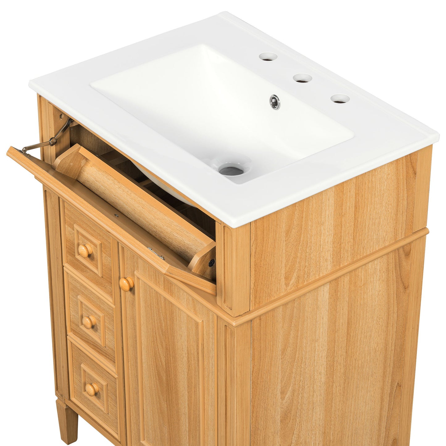 Bathroom Vanity With Flip Out Drawer, 2 Soft-Close Drawers