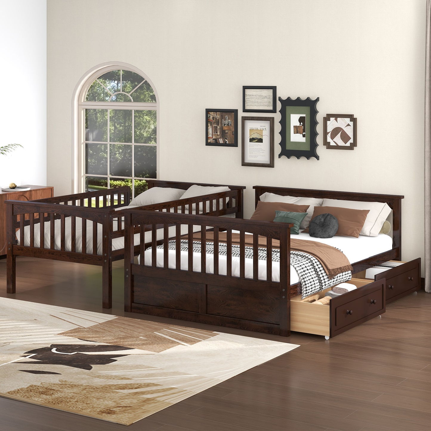 Bunk Bed With Drawers, Convertible Storage Bed