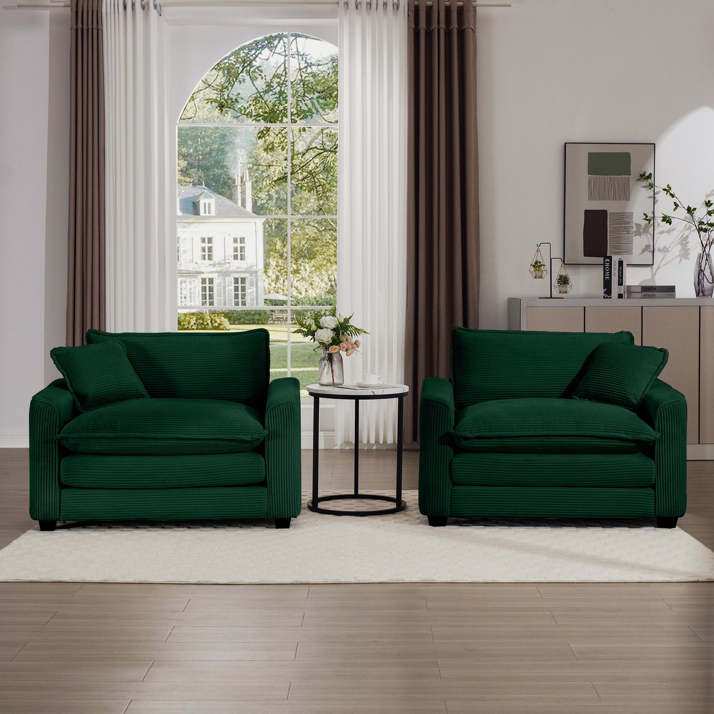 Modern Classic Fabric Single Chair Deep Seat Sofa With Pillow